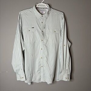 Poncho  Nylon/Spandex Green/Blue/White Plaid Long Sleeve Fishing Shirt Size 3XL